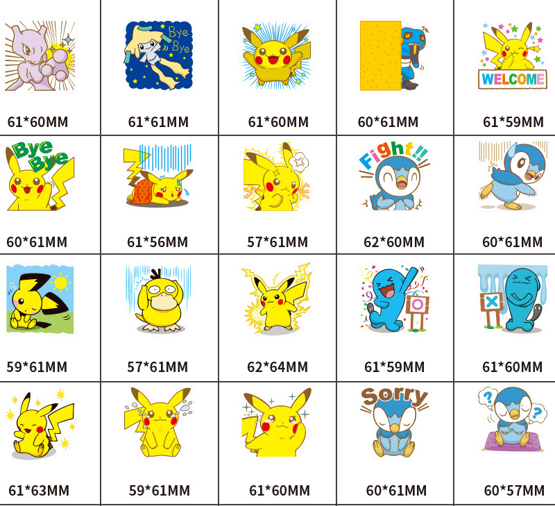 Bộ 80 miếng Sticker hình dán Pokemon