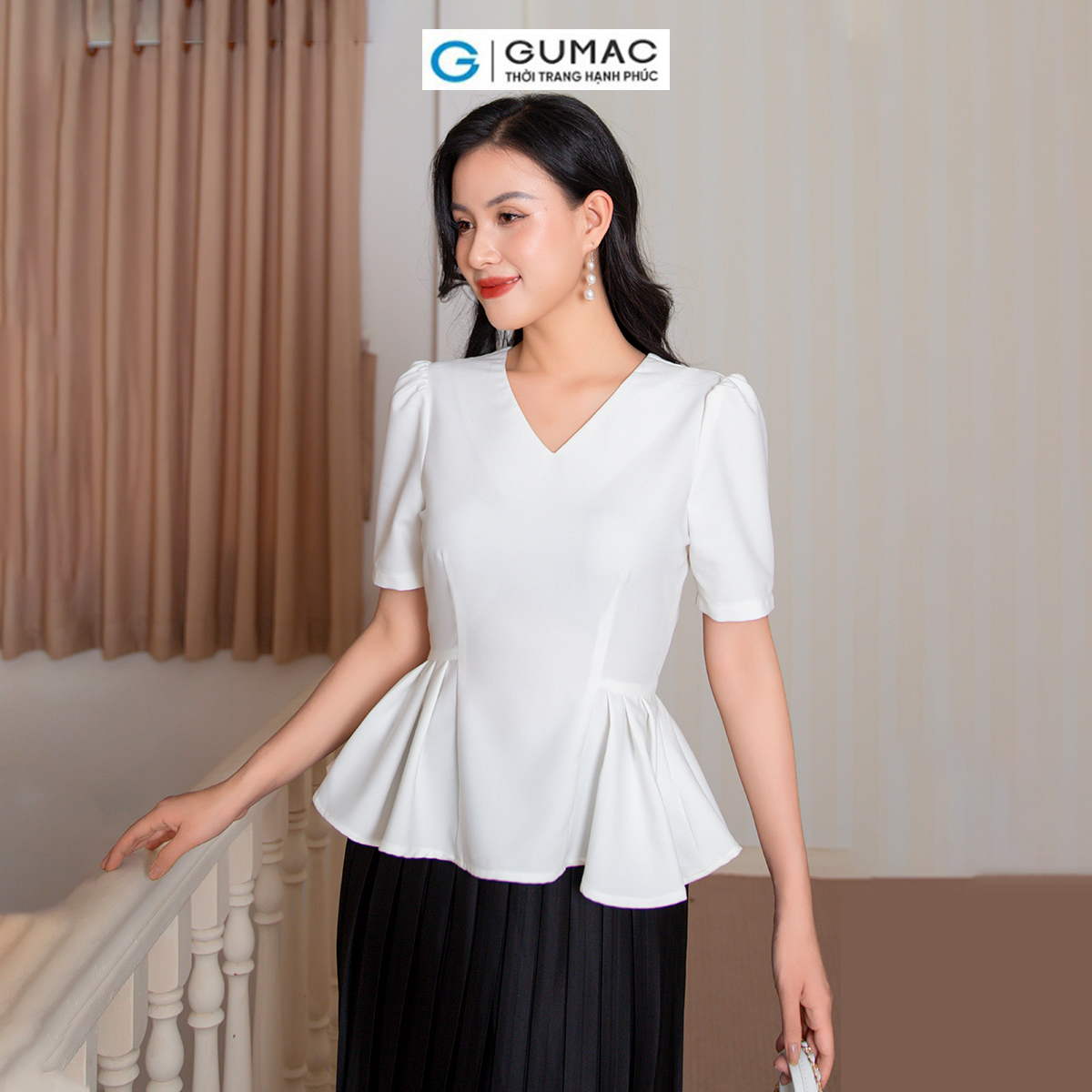 Áo peplum phối dây thời trang GUMAC AD10008