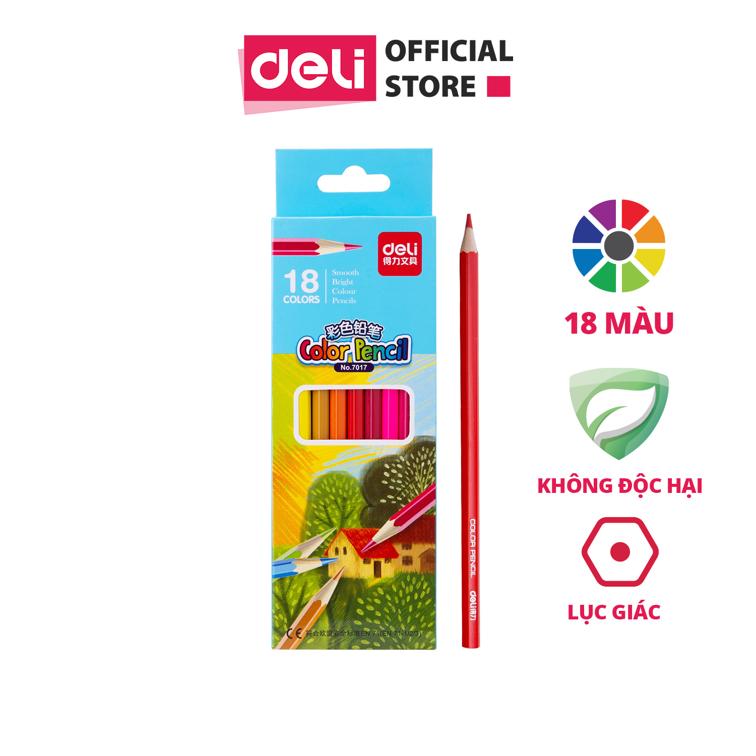 Bút chì màu học sinh Deli - 12 màu/18 màu/24 màu/36 màu - 7016/7017/7018/7019