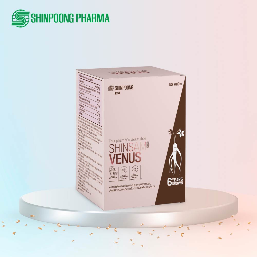 Viên uống SHINSAM VENUS 90 viên Hỗ trợ tăng độ đàn hồi cho da, giúp sáng da, làm đẹp da, giảm nhăn da, giảm nám da.