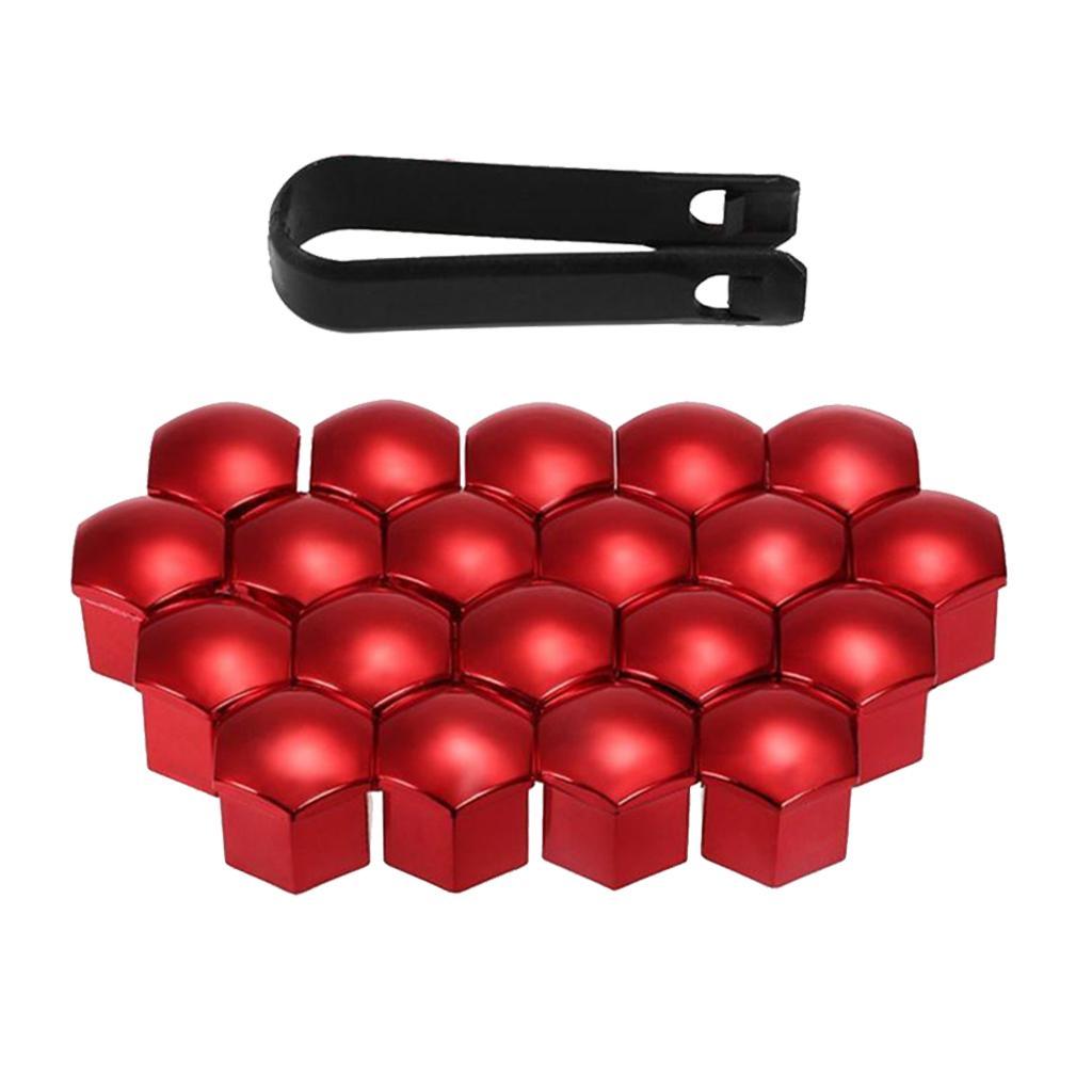 40pcs 17mm Deep Wheel Chrome Lug Center Cover Tyre Screw Decor Red