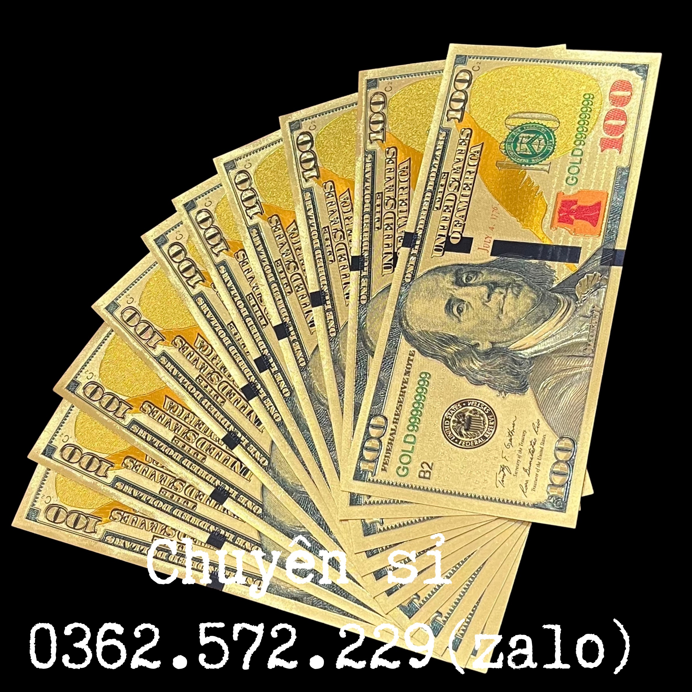 Sỉ Combo 100 tờ USD mạ vàng 100 Đô La làm Quà Lưu Niệm