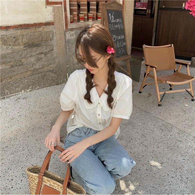 Áo sơ mi cổ bèo tay bồng babydoll