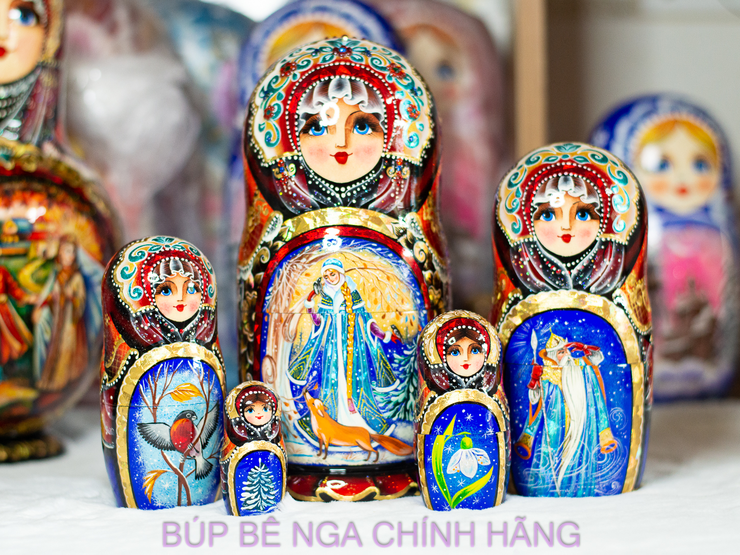 BỘ BÚP BÊ NGA MATRYOSHKA CAO CẤP 5 LỚP 18CM "CÔNG CHÚA TUYẾT"