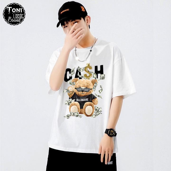 Áo Thun Tay Lỡ Local Brand CASH BEAR Cotton 100 form rộng nam nữ Unisex