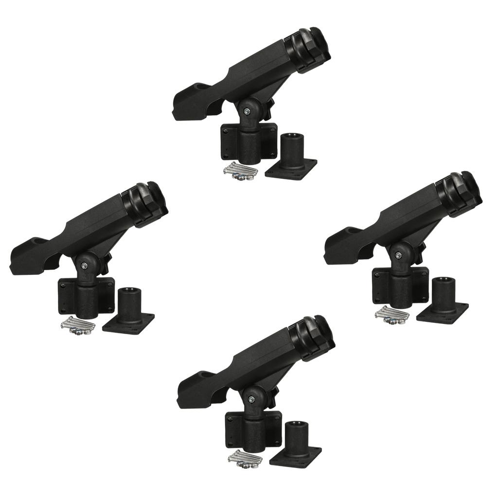 4 Yacht Boat Kayak Side Rail Rod Holder Rack Pole Stand Rest 360° Adjustable