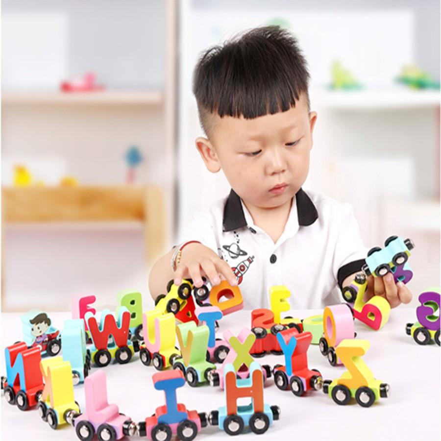 Đồ Chơi Gỗ_Đoàn Tàu Lửa Nam Châm Học CHỮ