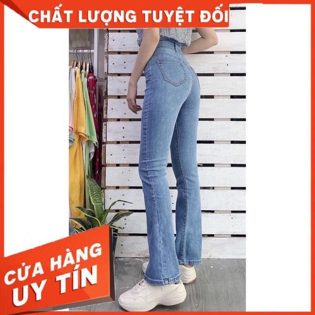 QUẦN ỐNG BASS LOE DÁNG DÀI CHẤT JEANS SIÊU ĐẸP- ảnh thật shop chụp