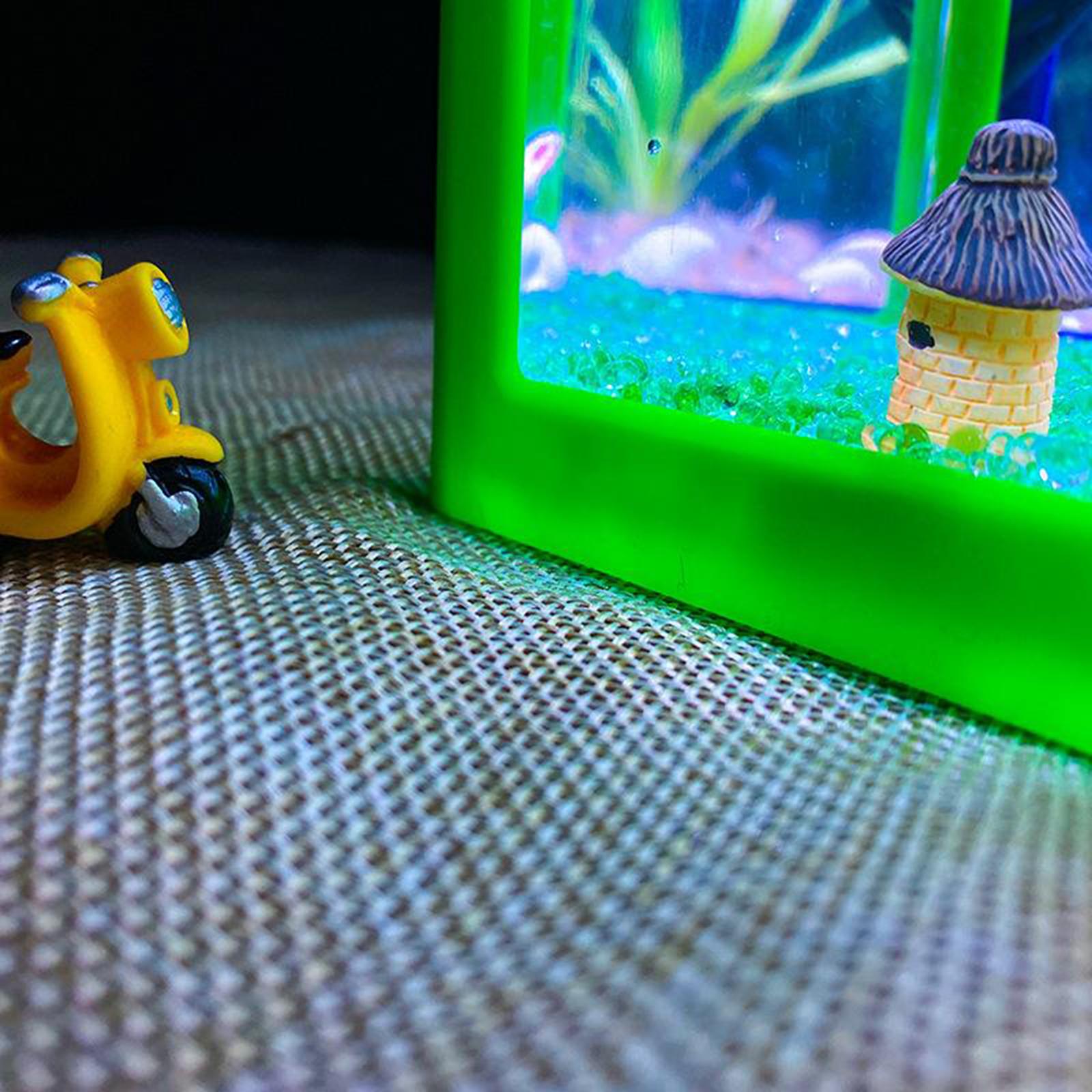 Hình ảnh Mini Fish Tank LED Light Clear Ornament Aquarium Office Desktop Decor