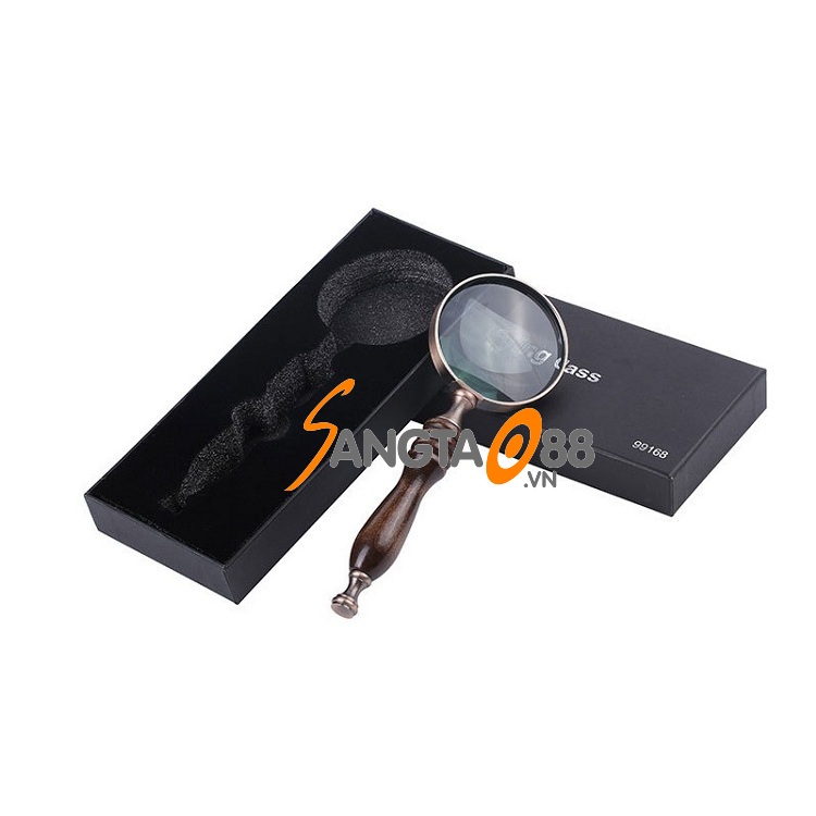 Kính lúp thủy tinh quang học chất lượng cao, tay cầm bằng gỗ sang trọng phóng đại 10x-72mm đọc sách báo siêu nét