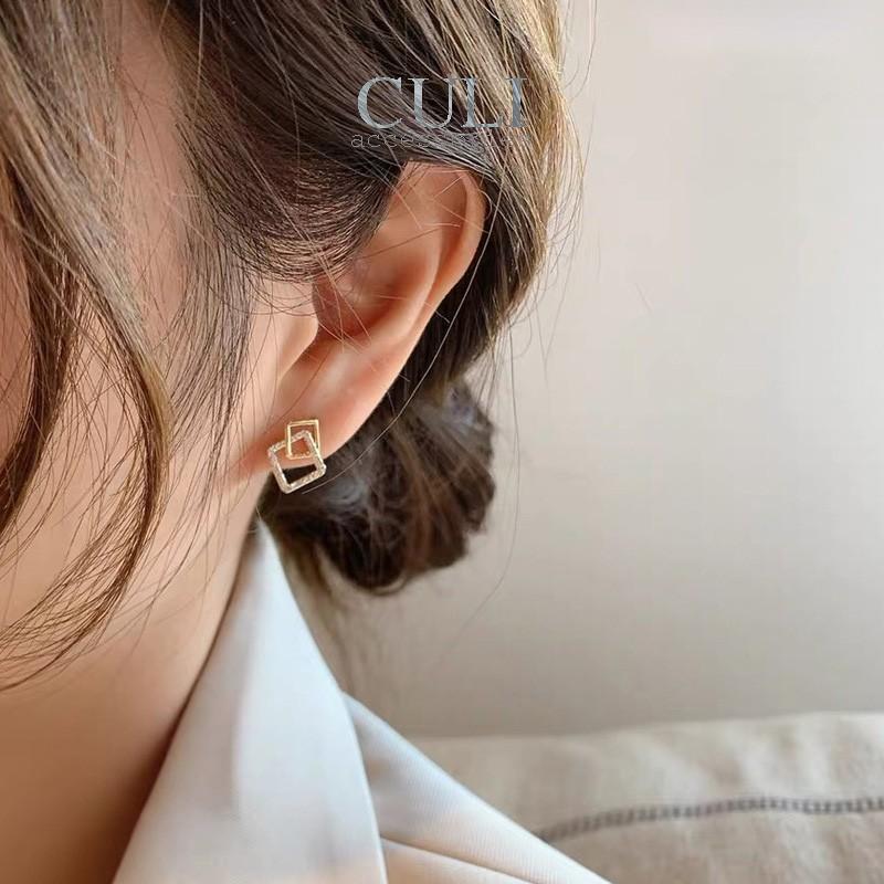 Khuyên tai hình thoi đôi kết đá thời trang HT601 - Culi accessories