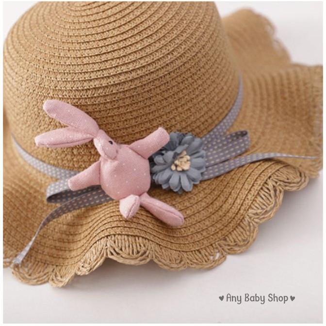 Combo nón và túi xách đi chơi biển cho bé hình thỏ Bunny 4 màu cực xinh