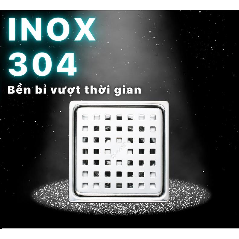 ST1010B - Phễu thu, phễu thoát sàn inox 304, phi 60, 100x100mm