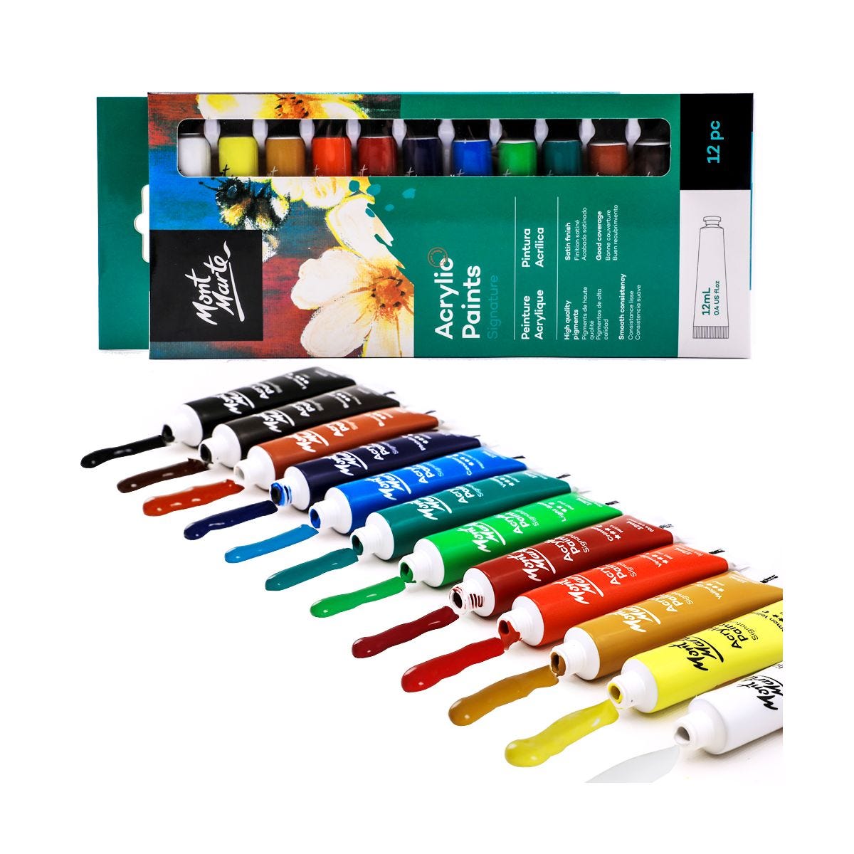 Bộ Màu Vẽ Acrylic Mont Marte 12/18 Màu x 12ml - Acrylic Paints Signature - PMHS0026/PMHS0033