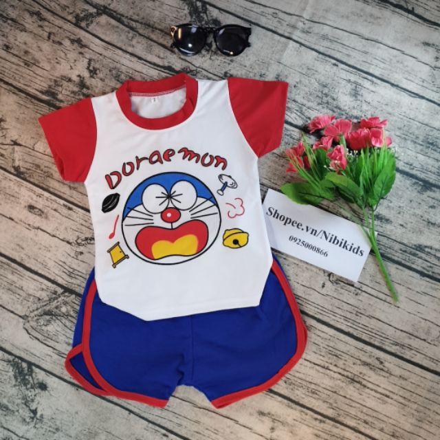 Bộ Cộc Tay Cho Bé Cotton Hình Doremon M37