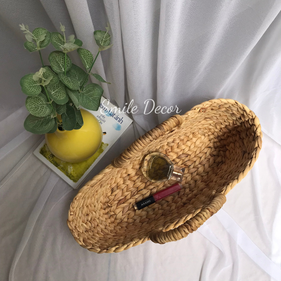 Giỏ xách, túi xách vintage đan lục bình làm phụ kiện chụp ảnh Smile Decor – Handwoven hyacinth handbag