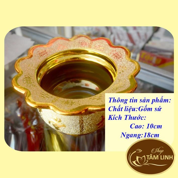 Lư Hương Thờ Cúng Kim Sa Vàng - Có Khay Hứng Tàn Nhang