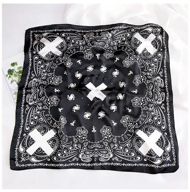 Khăn turban bandana lụa vuông size 60x60cm phong cách streetstyle