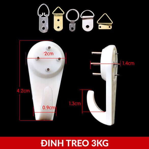 Đinh 4 Chân Móc Nhựa Treo Tường Đinh Treo Tranh Ảnh Tiện Lợi Chịu Lực 3-5kg