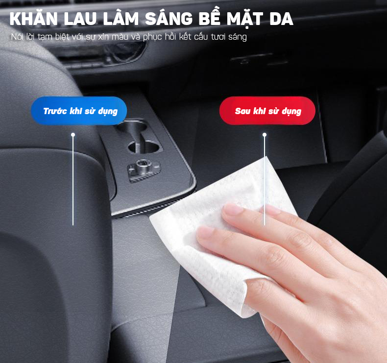 Khăn Ướt Đa Năng Lau Sạch Vết Bẩn Và Bảo Dưỡng Nội Thất Da Ô Tô, Đồ Da Như Mới Tiện Lợi SHIMA - Hàng Nhập Khẩu