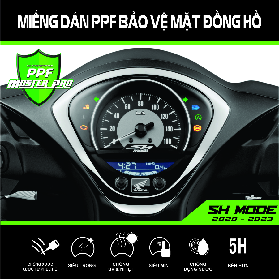 Miếng Dán PPF Bảo Vệ Mặt Đồng Hồ Xe SH Mode 2013 - 2019 - SH Mode 2020 - 2023 | Chất Liệu Film PPF