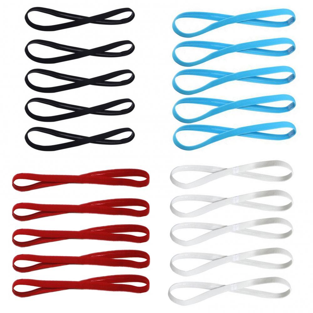 5PCS Candy Color Women nam nam Yoga Bands thể thao các cô gái băng đô thể thao chống trượt bóng cao su chống trượt bóng đá bóng đá chạy bóng đá Color: Pink