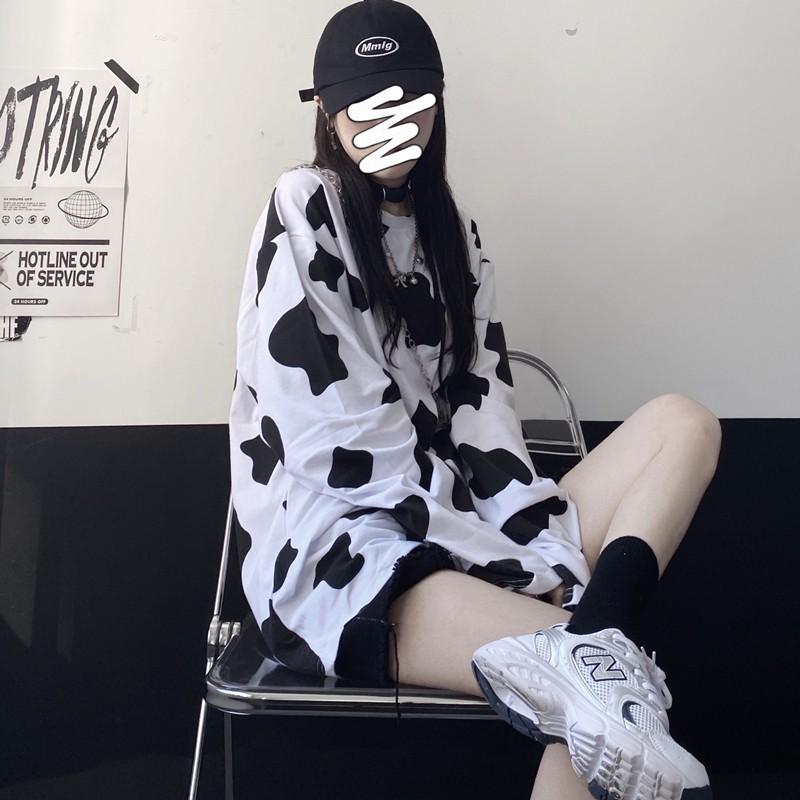 Áo thun bò sữa tay dài nam nữ form rộng Unisex, Sweater bò sữa Hot trend thoitrangsilethienphuc