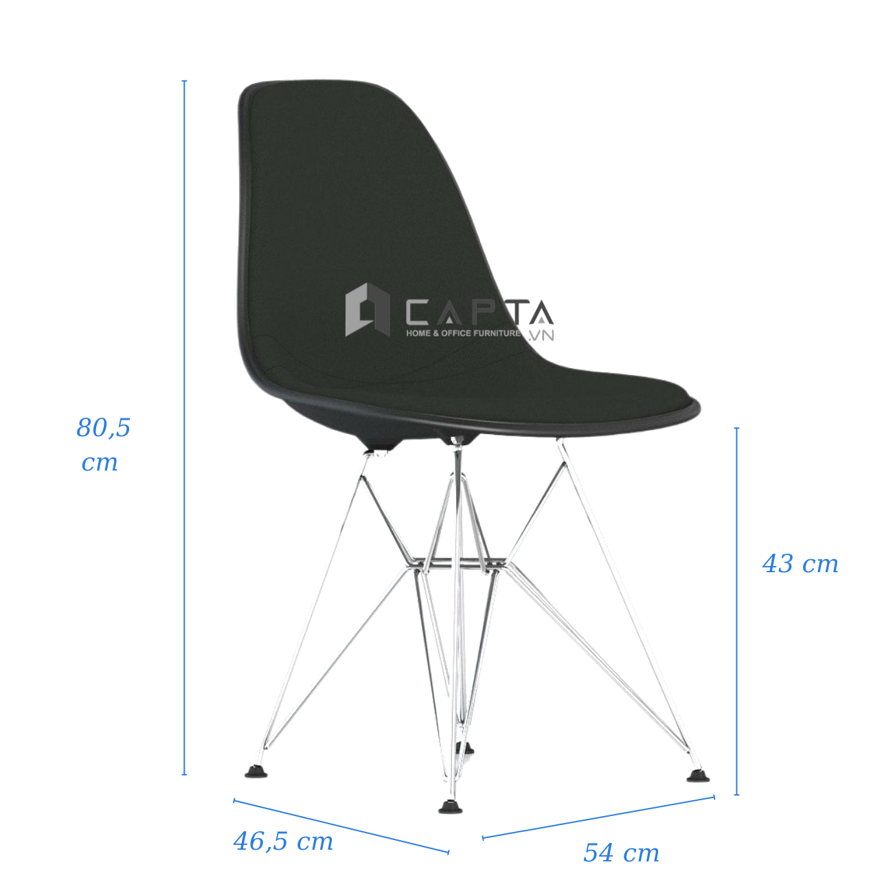 Ghế ăn thân nhựa ABS cứng chắc chân thép mạ màu inox hiện đại Ghế nhựa eames nhỏ gọn ngồi bàn làm việc DSR-S7 TpHCM Eames DSR Eiffel Chair