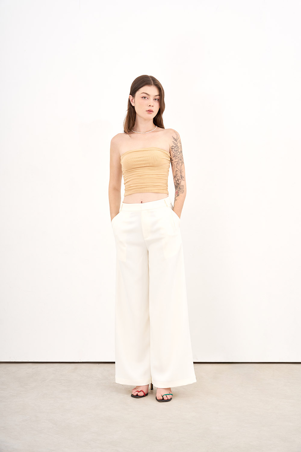 DOTTIE - Quần tây ống rộng - Trắng - Q0317