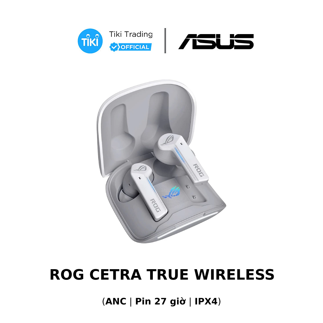 Tai nghe Gaming Asus Rog Cetra True Wireless (Trắng) - Hàng chính hãng