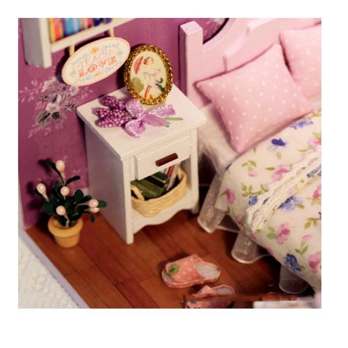 Đồ Chơi Mô Hình Nhà Gỗ Cute Room No H001 ( Tặng Kèm Mica + Keo)