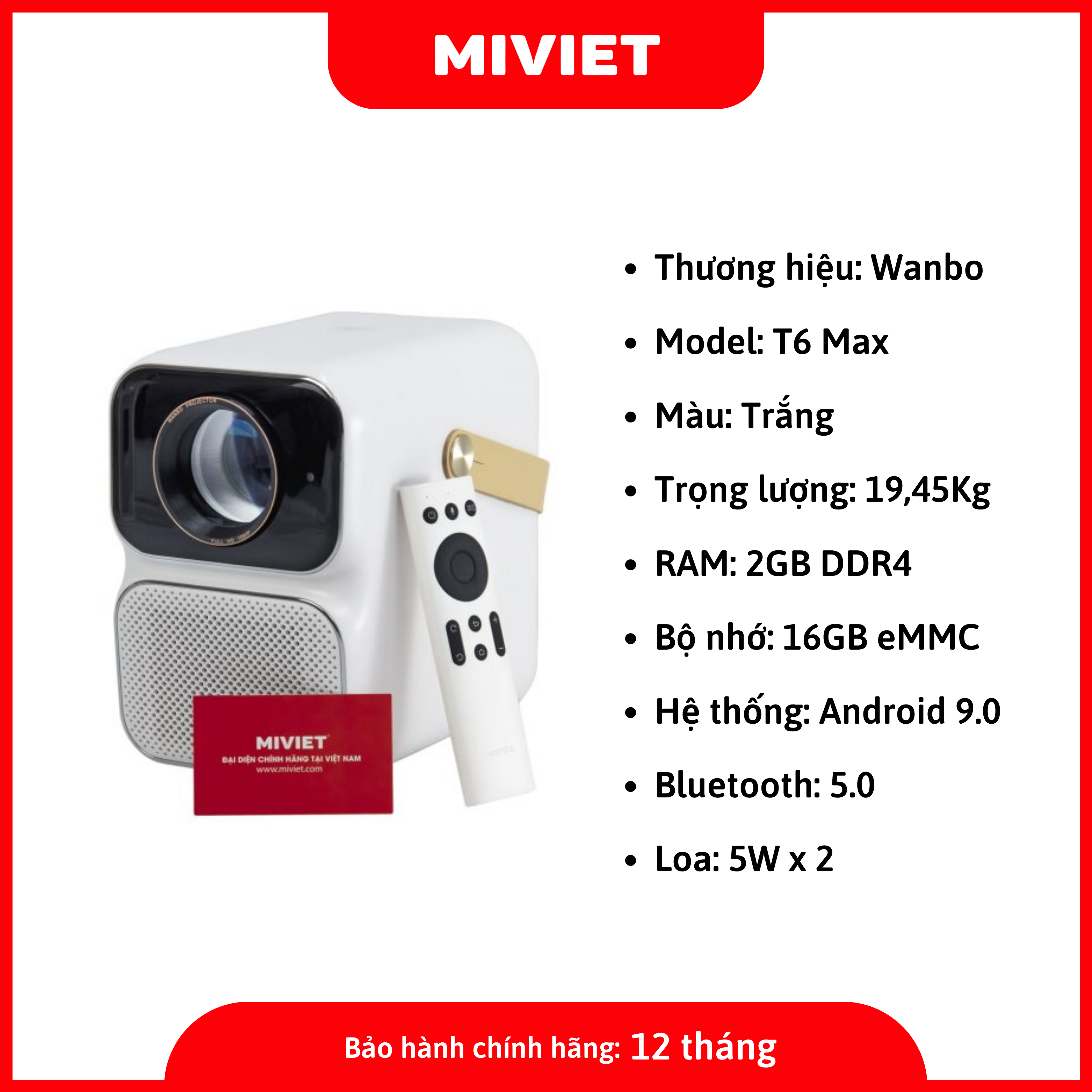 Máy Chiếu Thông Minh Mini T6 Max - Hàng Chính Hãng