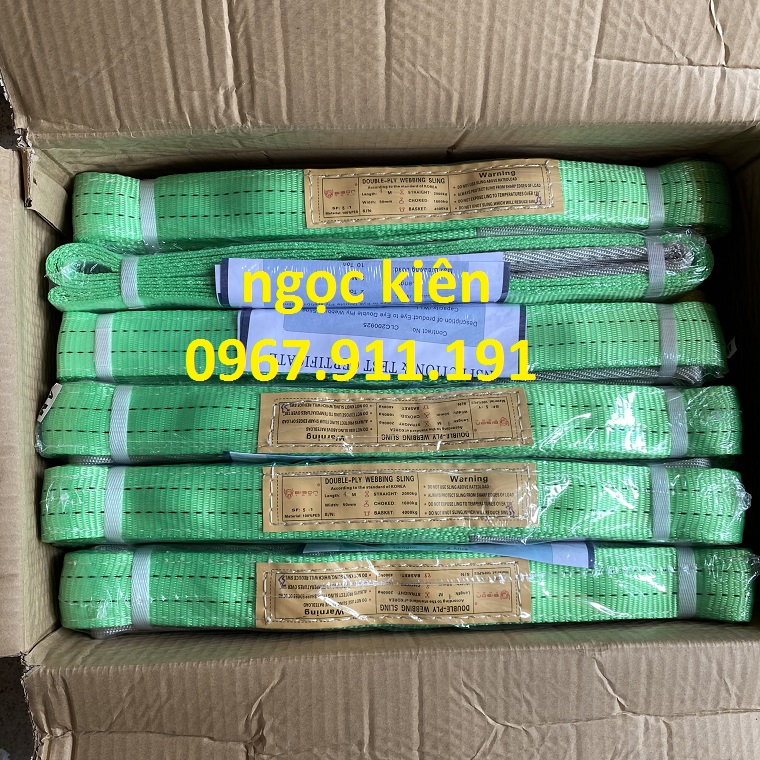 Dây cáp vải cẩu hàng 2 tấn bản 50mm hệ số 5:1