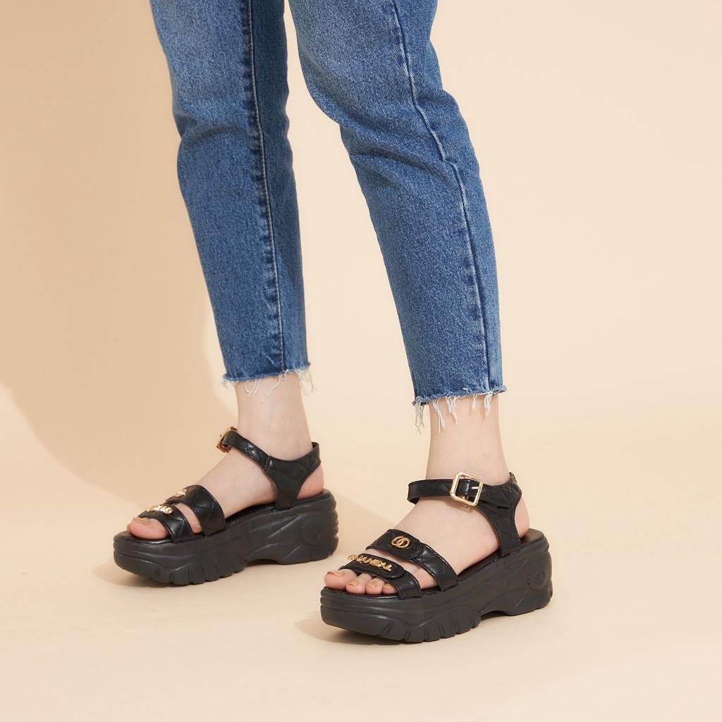 Giày Sandal Nữ MWC 2964 - Giày Sandal Đế Cao 7cm Siêu Hack Dáng Với 2 Quai Ngang Thời Trang