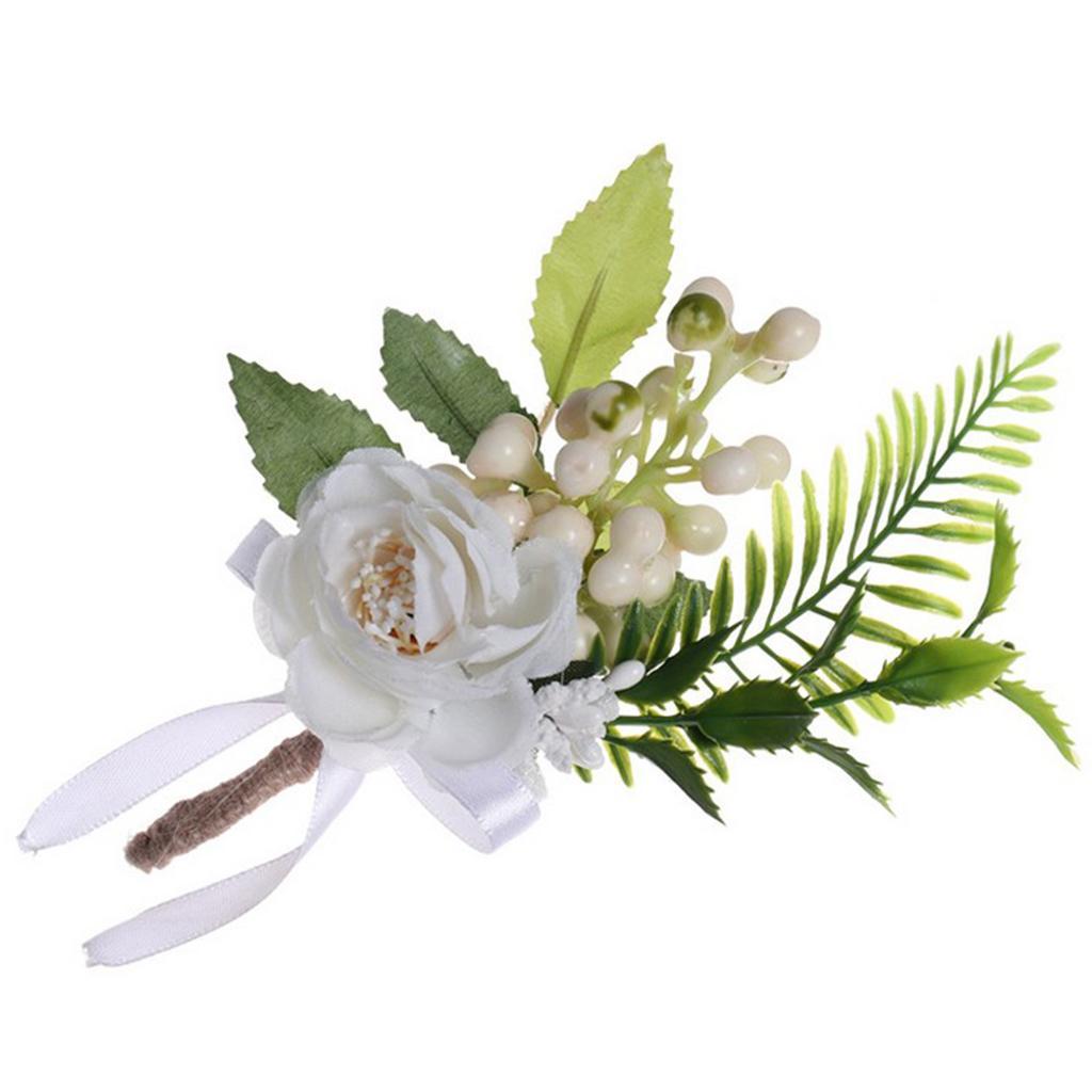 Romantic Wedding Party Bride Satin Flower Leaves Boutonniere Corsage