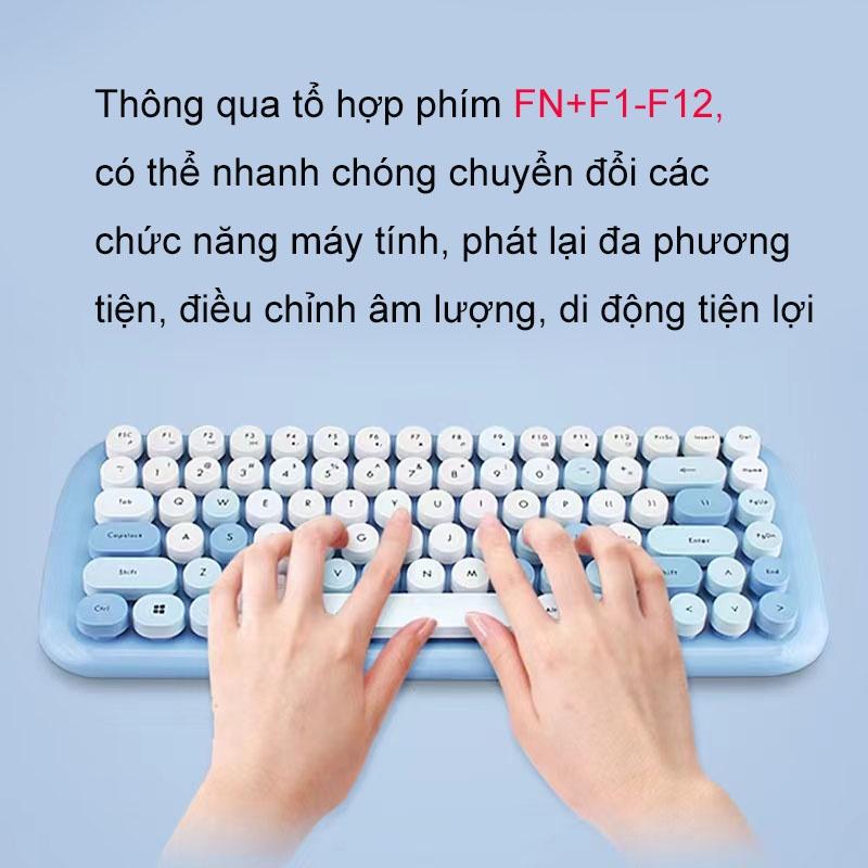 Bộ Bàn Phím Và Chuột Không Dây Candy 84 PhímTặng Pin, StickerTiết Kiệm Không Gian, Màu Sắc CUTE Hàng Chính Hãng