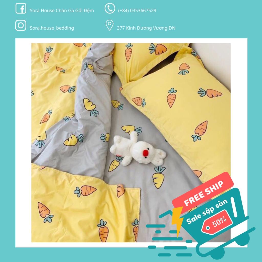 Bộ Chăn Ga Gối Cotton Poly Cà Rốt Vàng