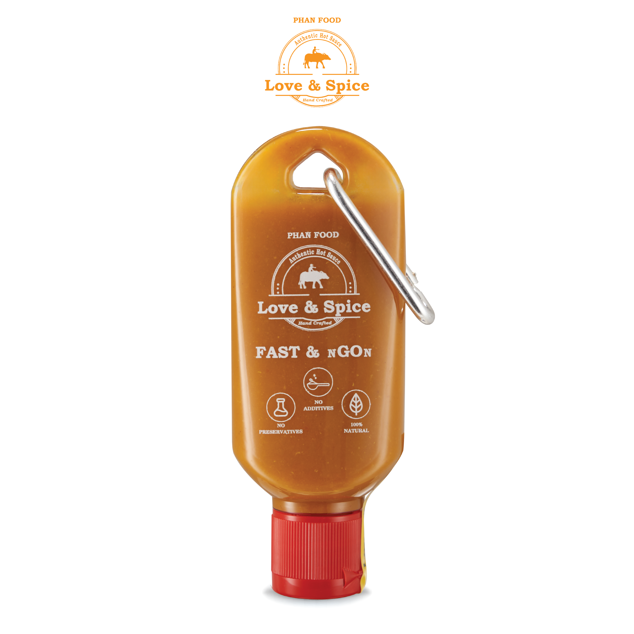 Set móc khóa tương ớt siêu cay Love &amp; Spice CAY QUÁ ĐÃ (cấp độ 1) lên men tự nhiên từ ớt Peach Habanero chai 60ml x 4