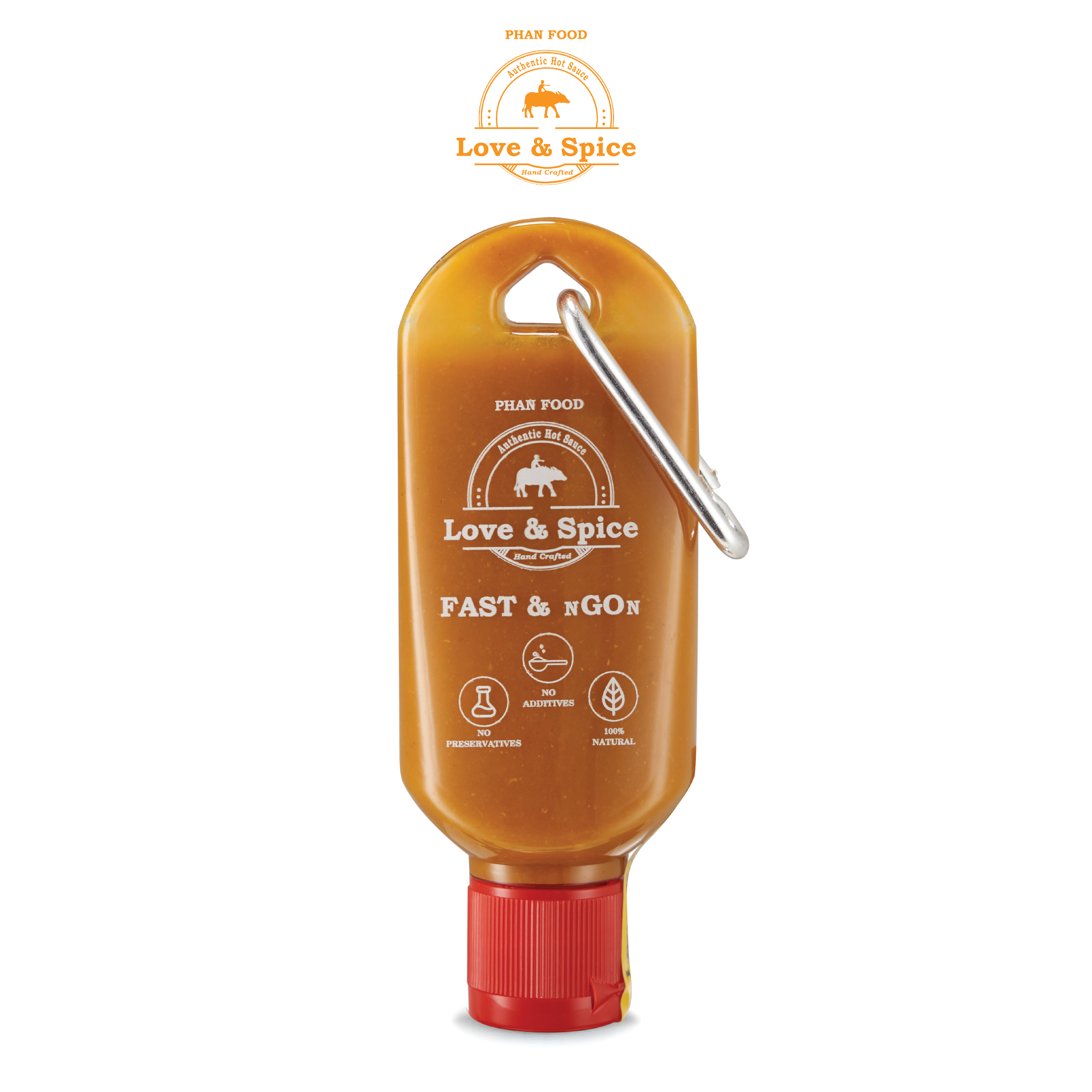 Set móc khóa tương ớt siêu cay Love & Spice CAY QUÁ ĐÃ lên men tự nhiên từ ớt Peach Habanero chai 60ml x 4