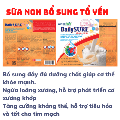 Sữa non bổ sung tổ yến Wincofood DailySURE (800g/lon): Ngừa loãng xương - thoái hóa khớp, phục hồi sức khỏe...