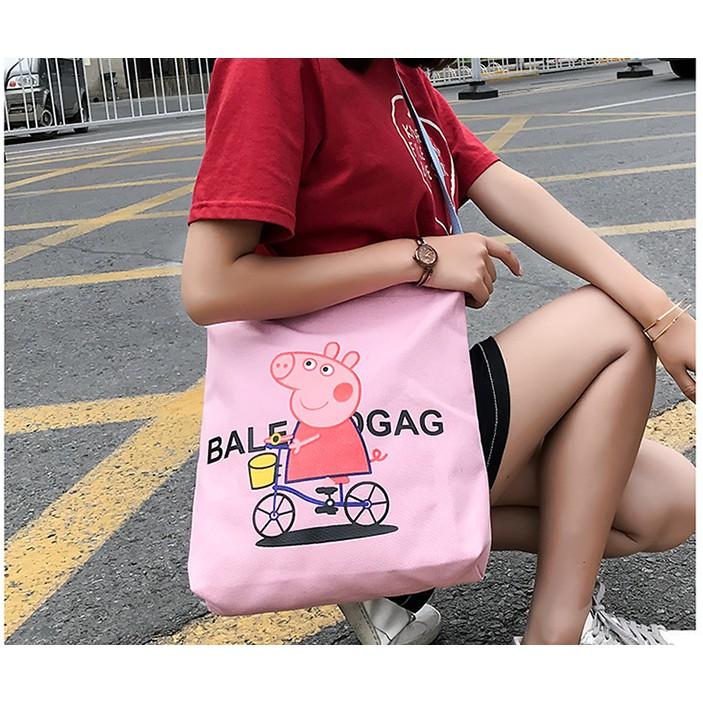 Túi vải tote ULZZANG hình heo Papa ngộ nghĩnh - LK521