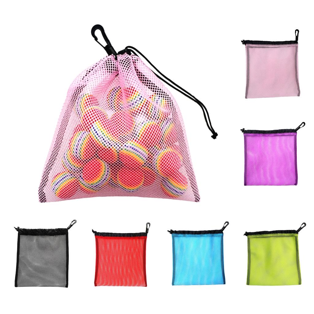 2xDurable Mesh Nets Bag Pouch Golf Tennis Ball Carrying Holder Storage Black