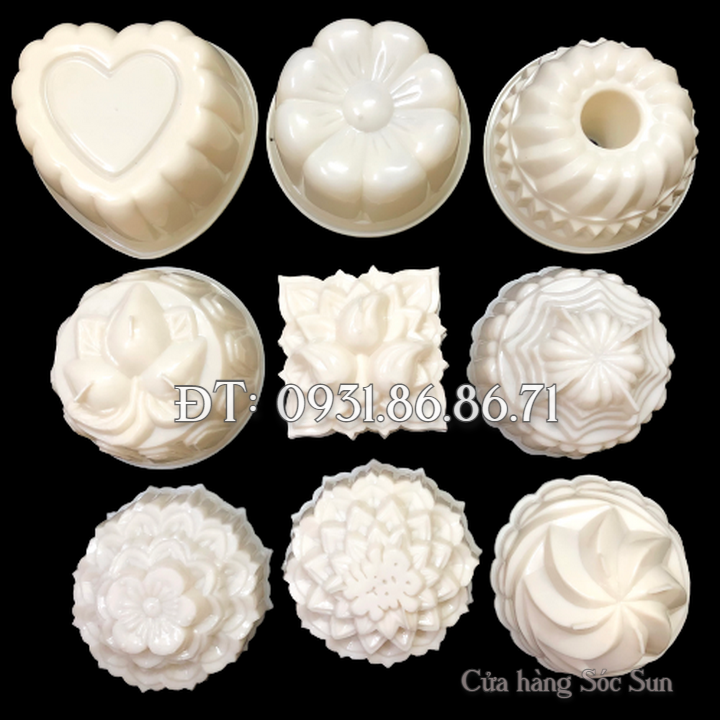 Bộ khuôn rau câu trung thu loại 10 cm màu trắng – Mã số 1184