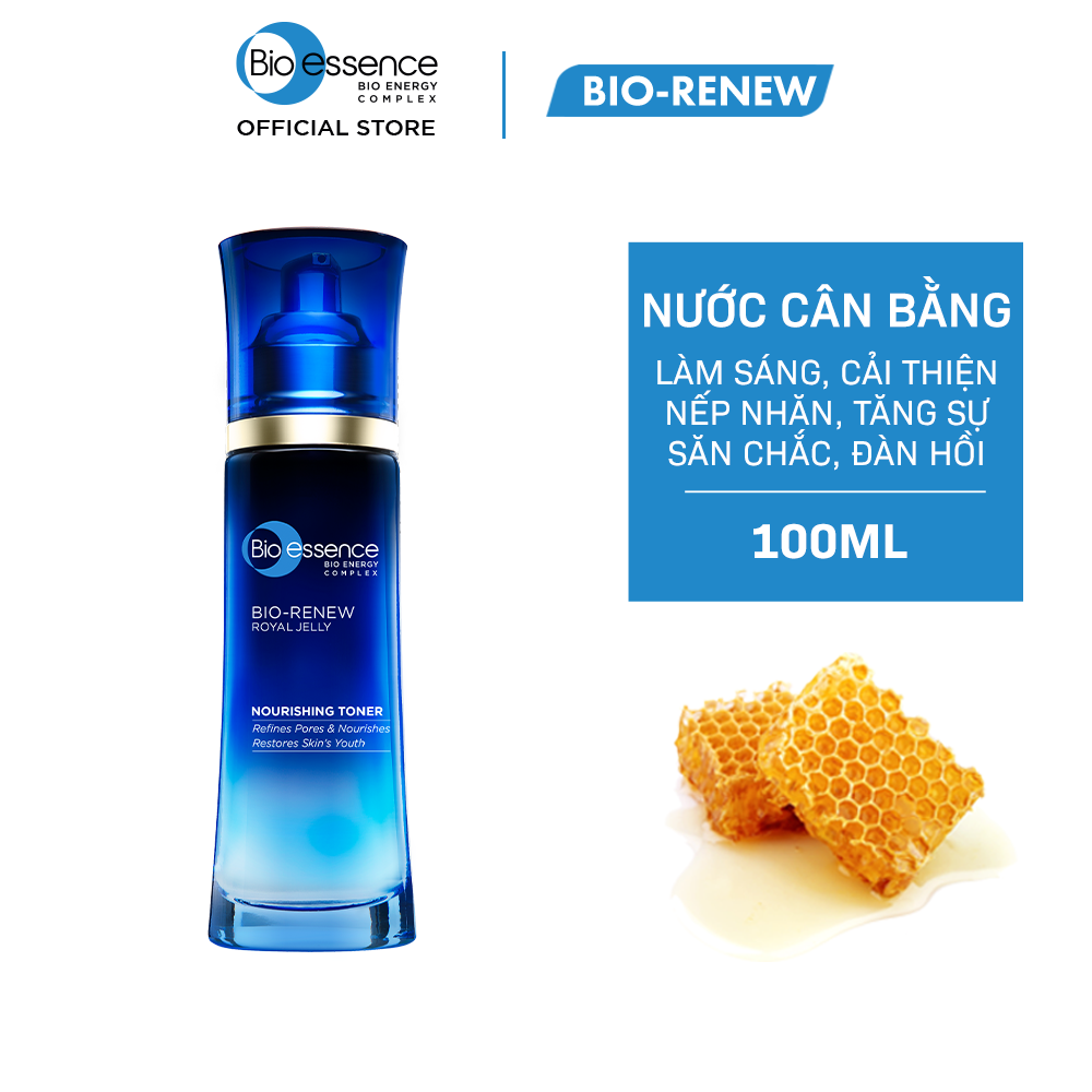 Nước cân bằng dưỡng da tươi trẻ Bio-Essence Bio-Renew Bio-Essence Renew Nourishing Toner Tinh chất sữa ong chúa 100ml