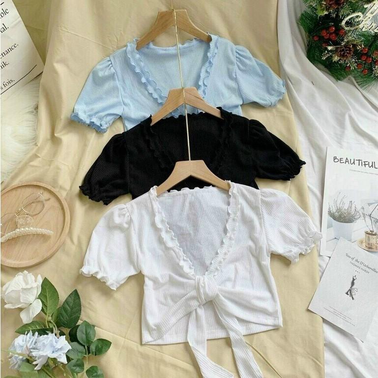 Áo Croptop Đẹp Xẻ Ngực Buộc Nơ Cá Tính Ôm Body Dễ Phối Đồ Năng Động Xinh Xắn | Áo Croptop Buộc Nơ CT30