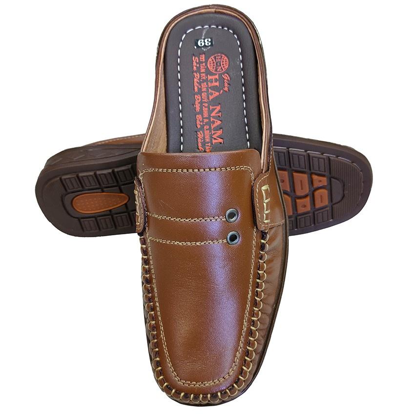 Dép Bít Mũi Nam Da Bò Thật TiTi ĐÔ Cao Cấp GSB2062d