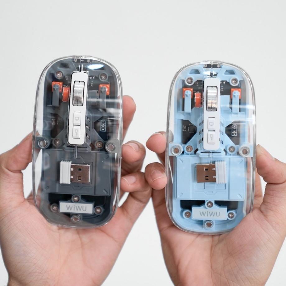 Chuột quang không dây cho IPad , Laptop , Mac book chính hãng WI WU Mouse Crystal WM105 thiết kế trong suốt lộ cơ - hàng chính hãng