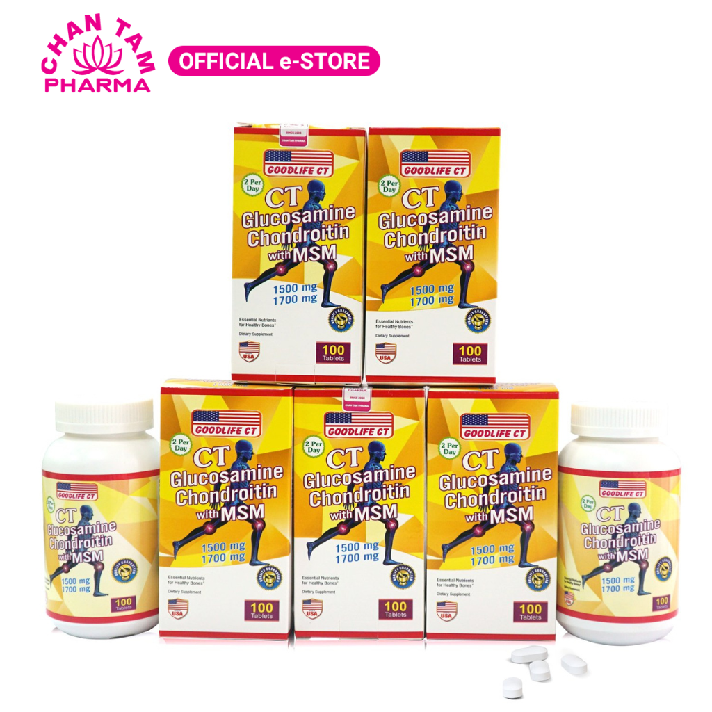 Viên Bổ Sung cho Khớp và Sụn CT GLUCOSAMINE Mỹ CHONDROITIN WITH MSM - Hộp 100 viên