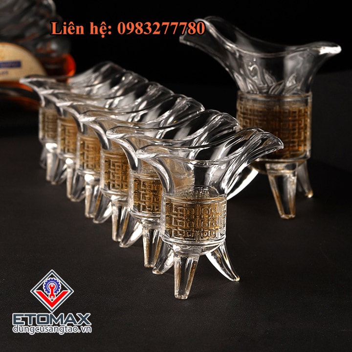 Bộ 6 Ly Thủy Tinh Ba Chân Hoàng Đế