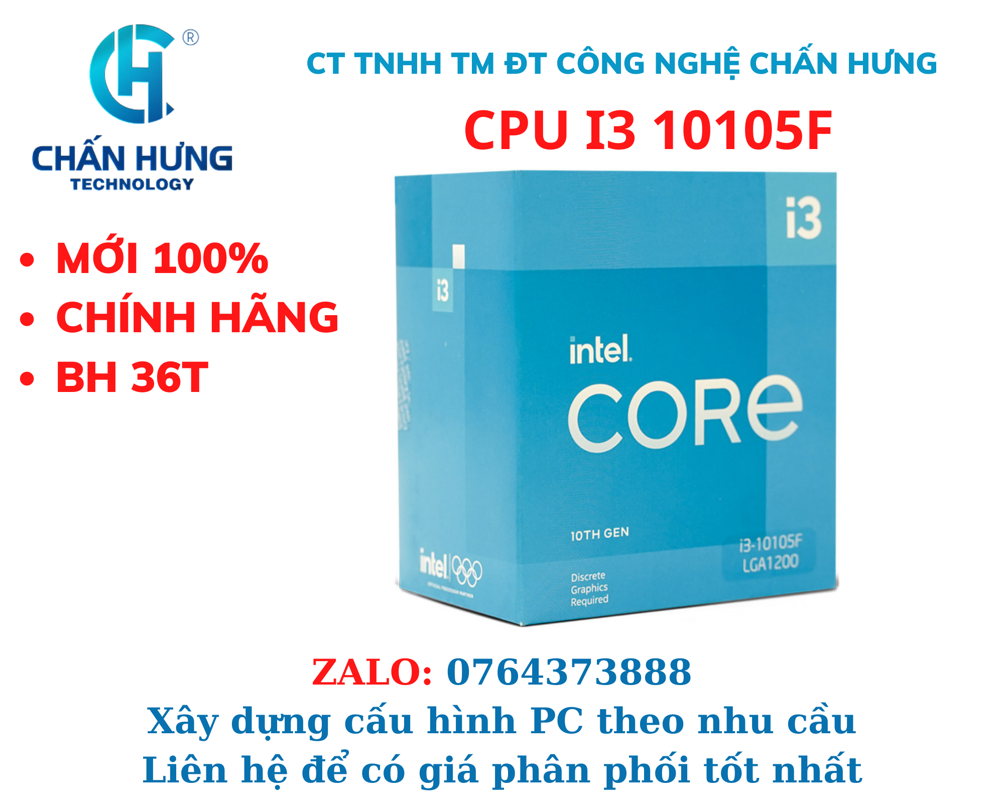 CPU Intel Core i3-10105F - HÀNG CHÍNH HÃNG